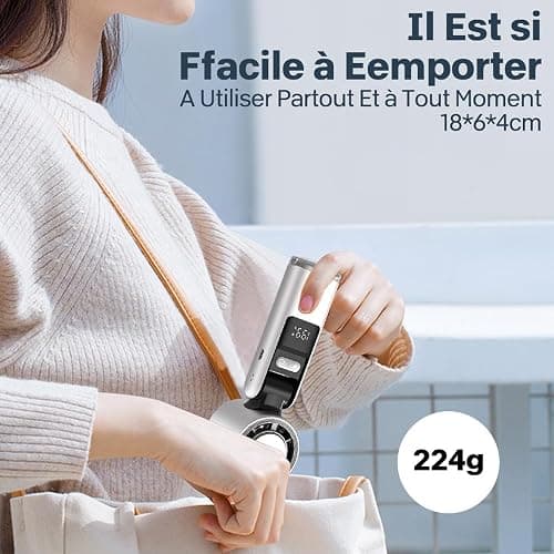 Mini Ventilateur Climatiseur Portable,Pliable Ventilateur Avec écran LED Fonction de Refroidissement,1-199 Vitesses de Vent 5000mAh Turbo Ventilateur de Cou Pour Le Plein Air, Le Camping,Bureaux-Blanc thumbnail 6