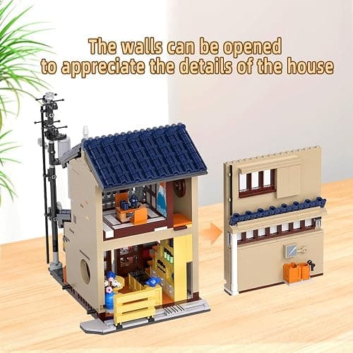 RAVAYO Japanese Tea House Mini Building Set with LED - Japanese Street View Simulation Architecture Construction Toy,Mini Brick 1219pcs thumbnail 4