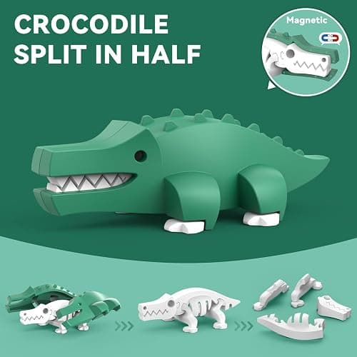 Magnetic Animal Building Toys, STEM Toddler Learning Toys 3D Puzzle Animals for Boys Girls, Educational Magnetic Travel Montessori Toy Lion Elephant Crocodile, Unique Birthday Gift for Kids 3 4 5 6 7 thumbnail 5