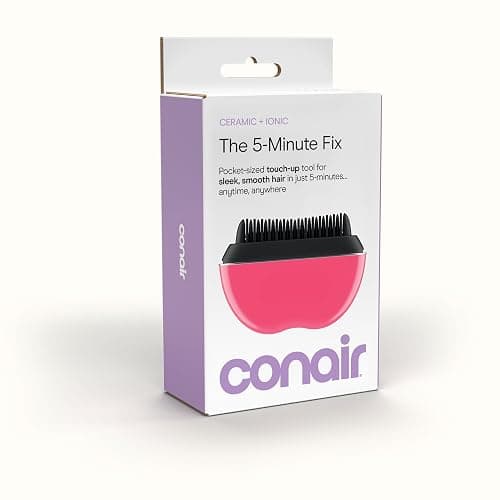 Conair 5-Minute Fix Touch-up Tool Straightening Brush, Rechargeable, Pink | Cordless, on-the-go design to smooth and refresh styled looks, ionic smoothing for frizz control, adjustable heat thumbnail 9