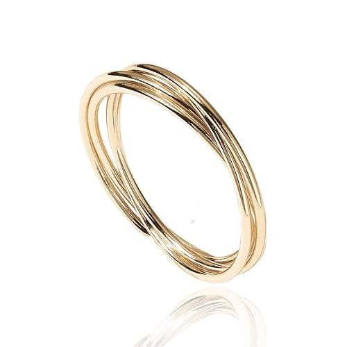 PAVOI 14K Plated Interlocked Rolling Anxiety Fidget Ring for Women and Men - Stacking Gold Ring - Image 1