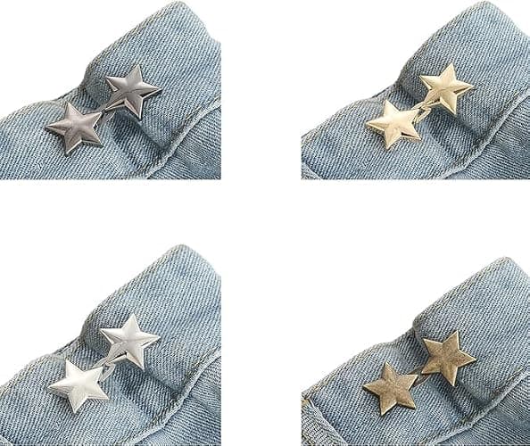 Pant Waist Tightener, 8 Sets Adjustable Pentacle Button for Jeans, Instant Removable Jean Buttons for Loose Jeans, No Sewing Required Pant Clips for Waist Tightener, Button Pins for Pants thumbnail 5