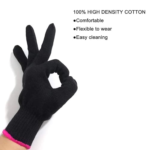 Lessmon Professional Heat Resistant Glove for Hair Styling Heat Blocking for Curling, Flat Iron and Curling Wand Suitable for Left and Right Hands, 1 Piece, Pink Edge thumbnail 4
