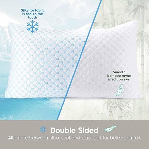 Nestl Cooling Pillow for Sleeping 1 Pack, Luxury Shredded Memory Foam Pillows Queen Size, Adjustable Cold Gel Pillows for Hot Sleepers Supportive Cool Pillow for Side Back Stomach Sleepers thumbnail 4
