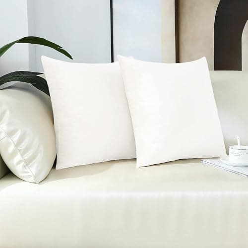 mixeoo Comfy Ivory White Throw Pillow Covers Decorative Square Solid Velvet Soft Cushion Cases Home Decor for Sofa Couch Living Room Chair, Set of 2, 18 x 18 Inch thumbnail 3