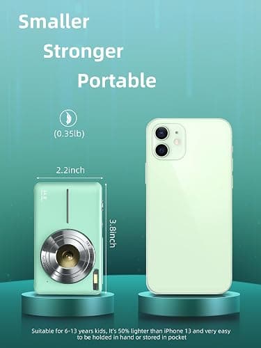 Camkory Digital Camera FHD 1080P Kids Camera with 32GB Card, 16X Zoom Anti Shake Compact Point and Shoot Digital Camera Small Camera for Kids Girls Boys Students, Mint Green thumbnail 7
