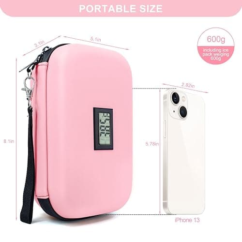 Insulin Cooler Travel Case Medication Cooler for Travel with Thermometer Temperature Display Diabetic Medication Organizer Medical Travel Cooler Bag with 2 Ice Pack thumbnail 4