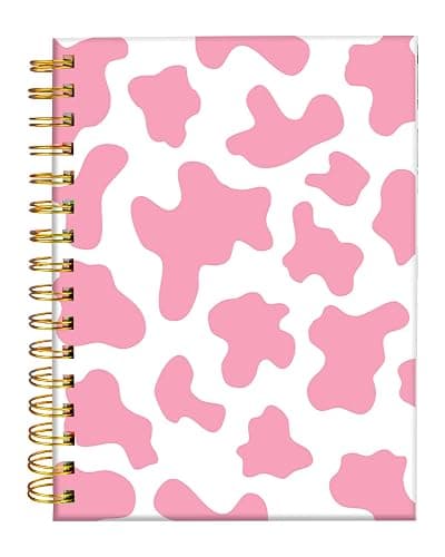 iampanda Spiral Journal Notebook,Cute Strong Twin-Wire Binding with Premium Paper for Girl Women,60 Sheets A5 College Ruled Notebook/Journal,Perfect for School Office Home Gifts,Pink Cow - Image 1