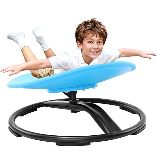 Zhenx Spinning Chair for Autistic Kids (3-18 Years), Sensory Swivel Chair for Teens with ADHD/Autism – 21×19 Inch 220LBS Weight Capacity Seat – Sit and Spin Calming Toy for Body Balance (Blue) - Image 1