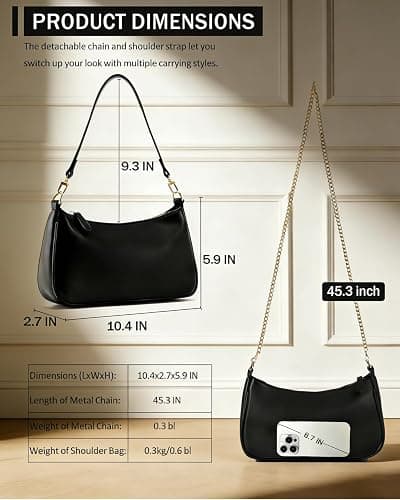 VODIU Clutch Tote Handbags with 2 Removable Straps and Zipper Closure Crossbody Bags Shoulder Purse Handbag for Women thumbnail 4