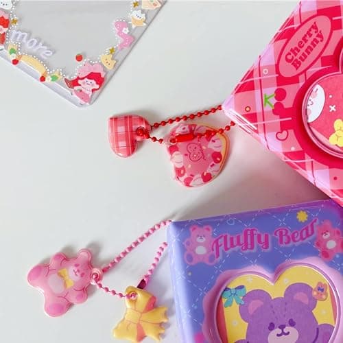 runrayay Pink Rabbit Kpop Photocard Binder avec Pendentif, 3 Pouces Love Heart Hollow Photocard Holder Book Sleeves, 40 Pockets A5 Binder Mini Photo Album for Business Card Holder thumbnail 7