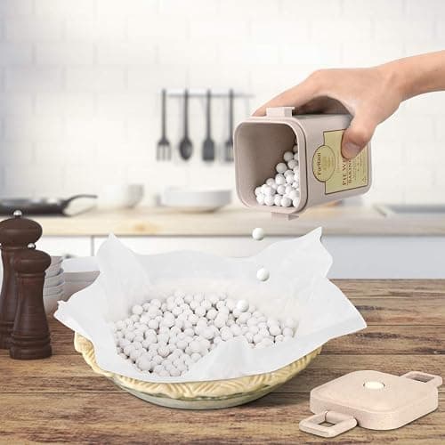 FurRain Ceramic Pie Weights Reusable 10mm Baking Beans Pie Crust Weights Natural Ceramic Stoneware with Wheat Straw Container thumbnail 5