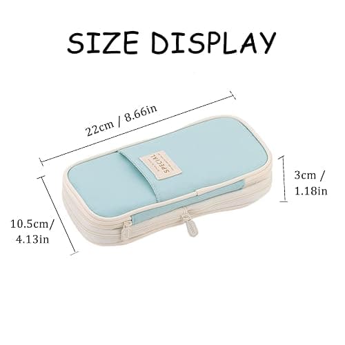 JECCYE Big Capacity Pencil Case, Special Cute Aesthetic Pencil Pouch Cases | Big Stationery Pencil Case Bag for Girls Boys, Back to School Supplies Storage Organizer Bag for College Office Travel (Blue) thumbnail 7