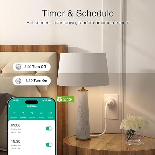 GHome Smart Plug, WiFi Smart Plugs Work with Alexa and Google Home, Smart Outlet Timer with APP Remote Control, 2.4GHz Wi-Fi Only, No Hub Required, ETL FCC Listed, White thumbnail 6