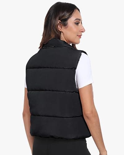 Memorose Puffer Vest for Women Winter Outwear Jacket Cropped Sleeveless Lightweight Fashion Fall Coat with Pockets thumbnail 4