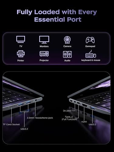 MALLRACE Gaming Laptop,AMD Ryzen 7 5825U(Beat Intel i7-1255,up to 4.5GHz), Radeon RX Vega 8 Graphics,15.6" FHD Display,16GB RAM 1TB NVMe SSD Laptop Computer with Numeric KB,Type_C (Full Function) thumbnail 4