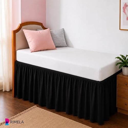 RIMELA Black Platform Dorm Bed Skirt Twin XL 25 Inch Drop, Extra Long Bedskirt with Split Corner for Raised & Lofted Bed, Bedroom Decor for Hide Clutter & Provides Privacy, Soft, Machine Washable thumbnail 2