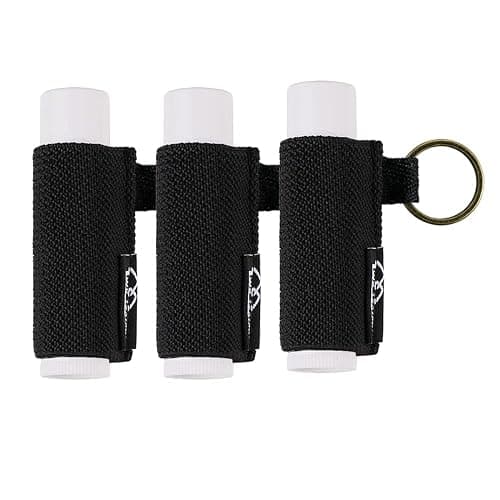 WK IEASON Lip Balm Holder Keychain with Clip, Tight-knit Elastic Chapstick Sleeve not Neoprene Sleeve (Blackx3) - Image 1