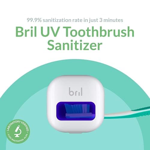 Bril UV-C Toothbrush Sanitizer, Portable Cleaner, Travel Cover, Magnetic Holder, and Rechargeable Case for Any Size Toothbrush, White thumbnail 3
