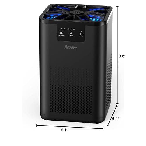 AROEVE Air Purifiers for Bedroom Air Purifier With Aromatherapy Function For Pet Smoke Pollen Dander Hair Smell 20dB Air Cleaner For Bedroom Office Living Room, MK06- Black(Available for California) thumbnail 2