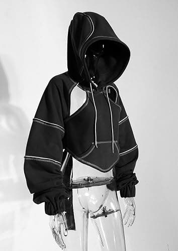 Pooyikoi Crop Hip Hop Hoodies Women Pullover Spring Autumn Cutout Backless Bandage Short Hooded Sweatshirt Tracksuit thumbnail 4