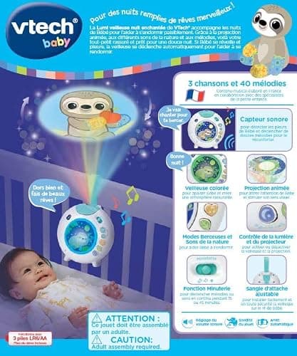 VTech - Lumi Veilleuse Nuit Enchantée Bleue, Veilleuse Bébé Musicale, Projection Lumineuse au Plafond, Musique Douce, Bruits Blancs et Sons de la Nature, Cadeau de Naissance - Contenu en Français thumbnail 8