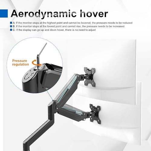 GRIFEMA GB2003-1, Support Ecran PC Moniteur de 13-32 Pouces, Bras Ecran PC VESA 75x75-100x100 MM, Rotation à 360°, Réglable en Hauteur, Charge Maximale de 9 KG, Noir thumbnail 4