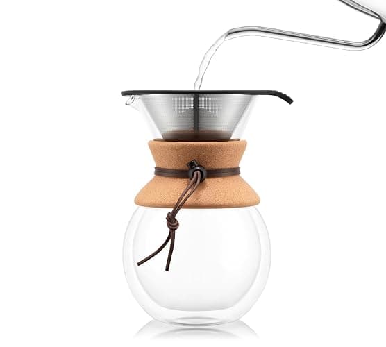 Bodum 34oz Pour Over Coffee Maker, High-Heat Borosilicate Glass with Reusable Stainless Steel Filter and Double Wall Cork Grip - Made in Portugal thumbnail 5