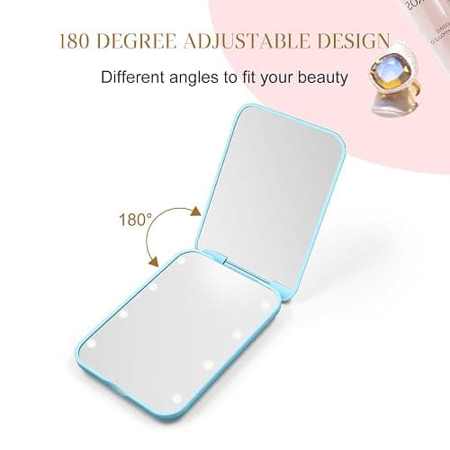 Kakuje Compact Mirror, 1X/3X Magnification LED Pocket Mirror with Nternal BIattery, Mini Mirror for Purse, Pocket,Travel and Present (Blue) thumbnail 7