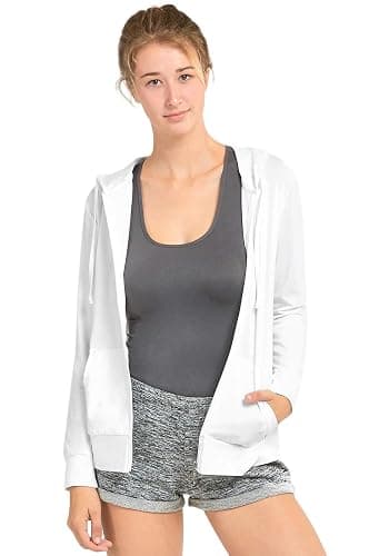 Sofra Women's Thin Cotton Zip Up Hoodie Jacket - Image 1