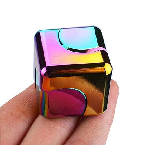 Fidget Spinner Toys Cube Adults, Easter Basket Stuffers for Teens Metal Cool Stuff Desk Gadgets Office Toys Small Anxiety Figette Sensory Toy ADHD Tool Fingears Figet Stress Valentine Gift for Boys - Spinning Cube