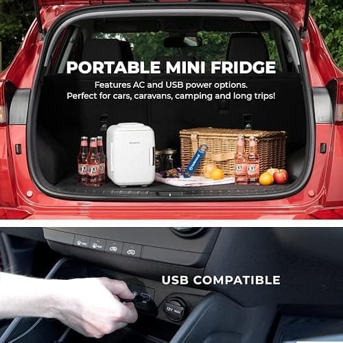 Subcold Classic4 Mini Fridge - Cooler & Warmer | 4 Litre/6 Cans | AC+USB | Portable Small Fridge for Skincare, Bedroom, Dorm, Car, Travel (White New) thumbnail 5