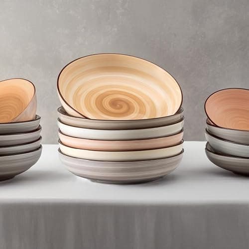 Sweese 6-Pack Ceramic Pasta Bowls, Neutral Extra Large 30 Fl Oz Durable Professional Grade thumbnail 2