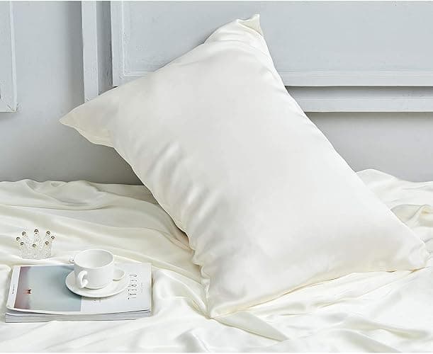 INSSL Silk Pillowcase for Women, Mulberry Silk Pillowcase for Hair and Skin and Stay Comfortable and Breathable During Sleep (Standard, Ivory) thumbnail 4