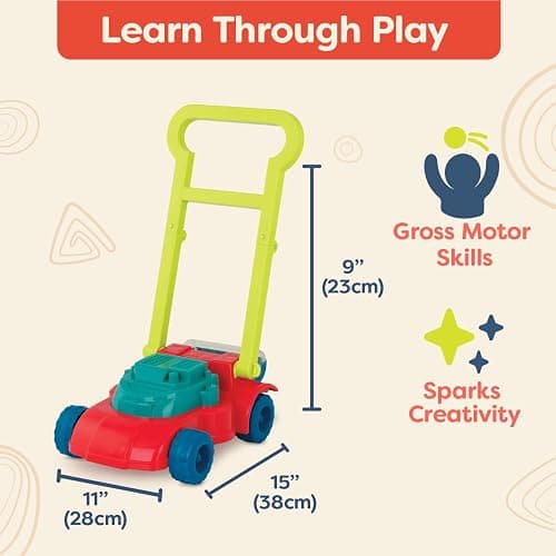 B. toys – Toy Lawn Mower – Bead Tumbler – Classic Push Toy for Kids, Toddlers – Easy Folding Storage – 3 Years + – Mini Mower - Toy Lawn Mower thumbnail 4