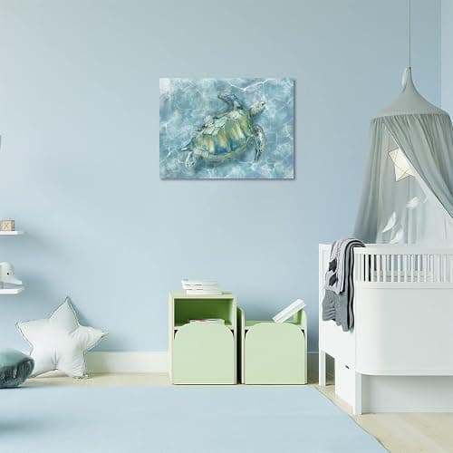 YJYart Canvas Wall Art for Bedroom Sea Turtle Wall Decor Pictures for Wall Blue Artwork Pictures Green Turtle Wall Decorations for Bathroom Bedroom Home Office 24 x 36 inches thumbnail 2