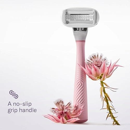Flamingo Shaving Razor Set for Women - Original Razor Handle, 4 Blade Refills, and Shower Holder - Rose thumbnail 4