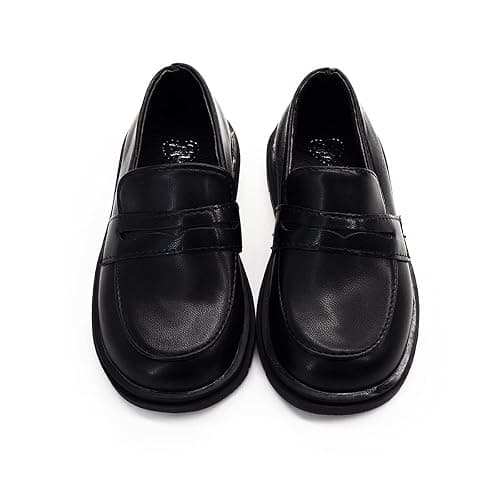COSANKIM Toddler Boys Girls Dress Shoes PU Leather Lace Up Wedding School Uniform Loafer Flats Boys Dress Shoes thumbnail 5