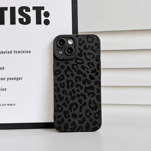 NITITOP Compatible with iPhone 15 Case Cute Vintage Leopard Print Design for Women Girls Men Boys Aesthetic Cheetah Soft TPU Shockproof Protective Anti Scratch Protective Cover - Black | Vintage, Cheetah, Precision camera cutouts, For girl woman, Slim fit, Soft TPU, Anti scratch, Shockproof thumbnail 6