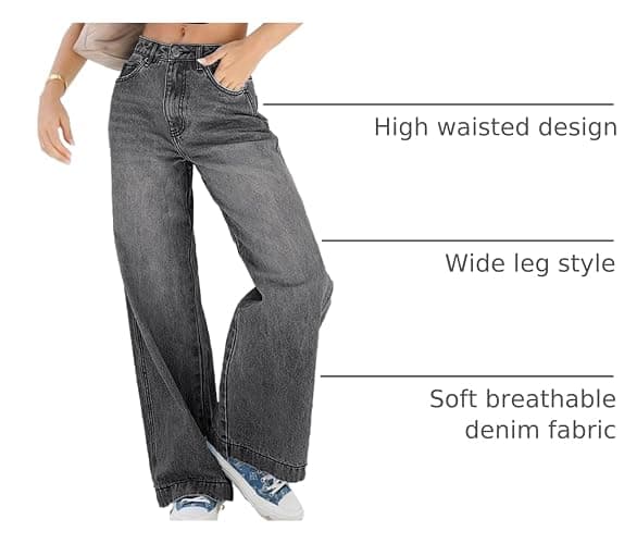 EMMIOL Women's 2025 Wide Leg Jeans Distress Mid Waist Denim Pants Vintage Y2K Trousers thumbnail 4