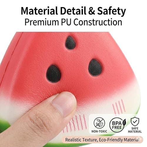 Watermelon Squishy Stress Reliever, Slow Rising Fruit Sensory Prop for Tension Management, Cute Office Desk Accessory & Calming Gift（Watermelon） thumbnail 4