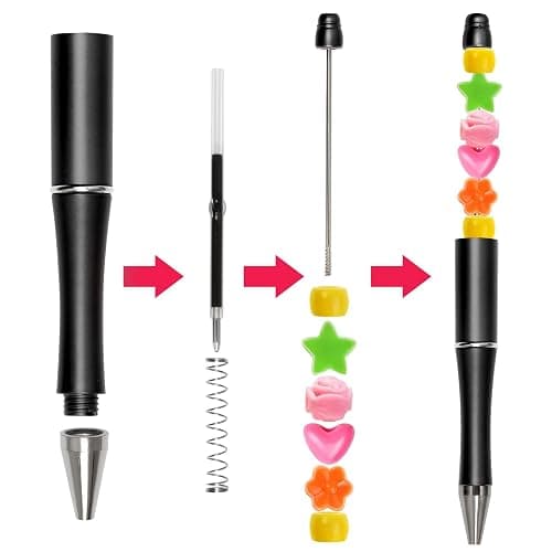 jiebor 30Pcs White Beadable Pens Plastic Bead Ballpoint DIY Cute Cool Pens Black Ink for Students Teacher Women Men Bridal Graduation Gift Office School Supplies thumbnail 5
