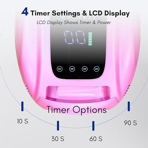 Makartt UV LED Nail Lamp with Handle for Gel Polish – Fast Curing UV Light Nail Dryer with 42 Beads 4 Timers Cordless Rechargeable Design LCD Touchscreen & Smart Sensor(Gradient Pink) thumbnail 5