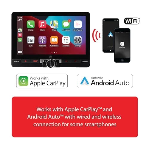 Dual Electronics DCPA81W 8-inch Certified Apple CarPlay Android Auto Wired or Wireless | Single DIN & Double DIN Touchscreen Car Stereo Radio | Bluetooth | Front & Rear Camera | USB Playback & Charge thumbnail 4