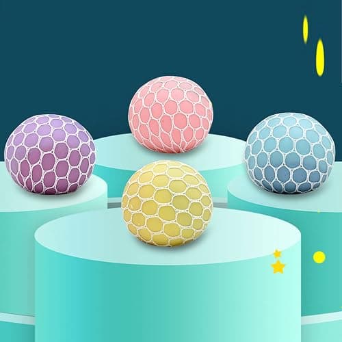 MEIEST 4 PCS Colorful Mesh Grape Stress Balls - Squeeze Color Change Fidget Toys for Stress Relief and Hand Exercise thumbnail 5