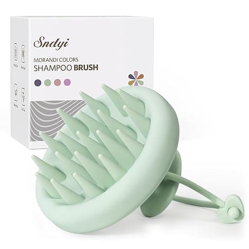 Sndyi Silicone Scalp Massager Shampoo Brush, Hair Scrubber with Soft Silicone Bristles, Scalp Scrubber/Exfoliator for Dandruff Removal, Wet Dry Scalp Brush for Hair Growth & Scalp Care, Gray Purple - Image 1