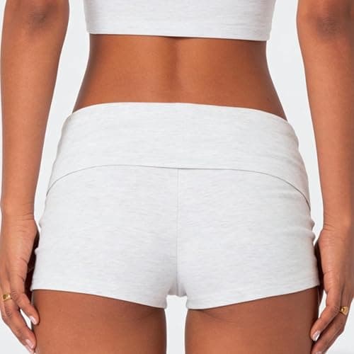 KMBANGI Womens Fold Over Shorts Elastic Waist Y2k Lounge Shorts Foldover | Striped Cute Pajama Mini Micro Bottoms Booty Low Rise Short Leggings Yoga Pants Pj Sleepwear Casual Going Out Trendy thumbnail 3
