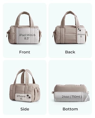 BAGSMART Reiki Mini Crossbody Gym Bag for Women, Mini Hobo Bag with Detachable Strap, 5L Shoulder Handbag(9.8 * 5.9 * 5.9 inches), Sand Brown thumbnail 4