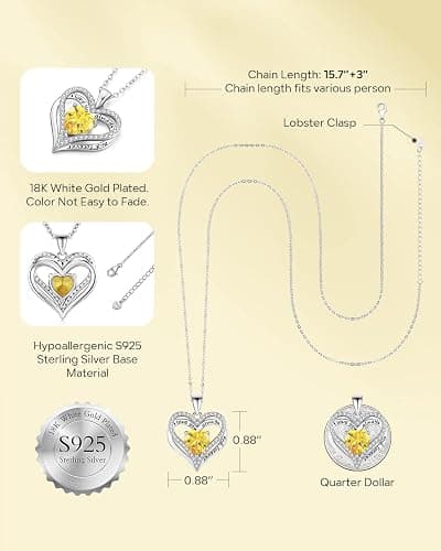 S925 Sterling Silver Necklace for Women, Wife Jewelry Rose Gold, Mom Birthday Valentines Mothers Day Gifts, Girlfriend Necklaces, Daughter Heart Jewel, Anniversary for Her thumbnail 4