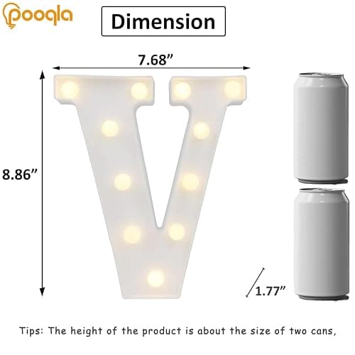 Pooqla LED Marquee Letter Lights Sign, Light Up Alphabet Letter for Home Party Wedding Decoration V thumbnail 2
